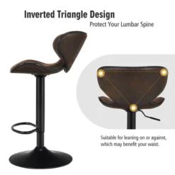 Costway Set Of 4 Adjustable Bar Stools Swivel Bar Chairs Pub Kitchen Retro Brown -Costway GUEST 552ca422 11ad 4a4a bdc1 42b0aee453fb