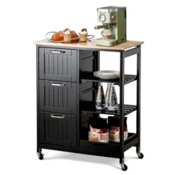 Costway Rolling Kitchen Island Utility Storage Cart W/ 3 Storage Drawers & Shelves White/Black 22 Costway Rolling Kitchen Island Utility Storage Cart W/ 3 Storage Drawers & Shelves White/Black -Costway GUEST 558013ea 1746 455f 8399 c99270740738