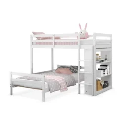 Costway Twin Over Twin Loft Bunk Bed Wood W/Bookcase Guardrail Ladder Kids Bedroom -Costway GUEST 55a0eacf b040 441c b19c b44e6856bb78