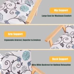 Costway Modern Accent Armchair Fabric Lounge Chair W/Rubber Wood Leg White&Blue Floral -Costway GUEST 55bb53c8 04be 41cc b1d2 fd390323e70e