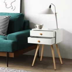 Costway Mid Century Modern 2 Drawers Nightstand In White Sofa Side Table End Table -Costway GUEST 561e61b7 6fe5 4bb9 ae76 d3e6cd8152ea