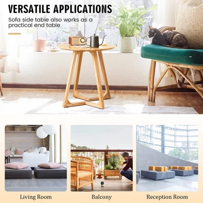 Costway 24'' Round Side Table Solid Rubber Wood End Table Beside Sofa&Bed For Small Space 9 Costway 24'' Round Side Table Solid Rubber Wood End Table Beside Sofa&Bed For Small Space - Image 7