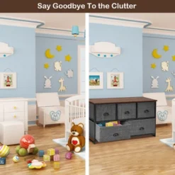 Costway 5 Drawers Dresser Storage Unit Side Table Display Organizer Dorm Room Wood Black -Costway GUEST 567a0d49 a204 4abe a24c 4fb5ff1c113b