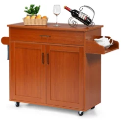 Costway Rolling Kitchen Island Cart Storage Cabinet W/ Towel & Spice Rack WhiteBlackCherryGray 24 Costway Rolling Kitchen Island Cart Storage Cabinet W/ Towel & Spice Rack WhiteBlackCherryGray -Costway GUEST 56b68ec3 5250 44da 8130 7c5ce4612dd1