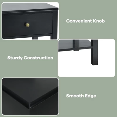 Costway 2PCS Nightstand Drawer Shelf Storage Display Black 9 Costway 2PCS Nightstand Drawer Shelf Storage Display Black - Image 7