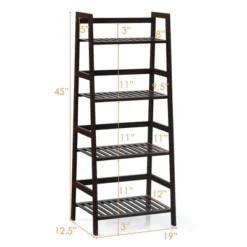 Costway 4-Tier Bamboo Ladder Shelf Plant Display Stand Rack Bookshelf Dark Brown -Costway GUEST 56e0eeb1 e87e 4dc1 b45f 6e786badb038