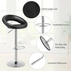 Costway Set Of 2 Bar Stools Adjustable PU Leather Barstools Swivel Pub Chairs Black New Low Back -Costway GUEST 56ec5336 2e83 4c3b 96bb ad79fc799162