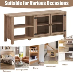 TV Stand Entertainment Center For TV's Up To 65''w/ 2 Metal Mesh Doors Natural -Costway GUEST 56f5dc95 bf3f 412f aaad f21348e95dd8