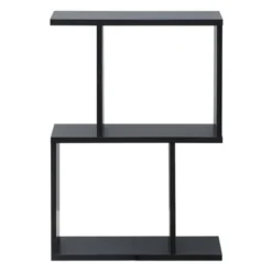 Costway 2-tier S-Shaped Bookcase Free Standing Storage Rack Wooden Display Decor Black -Costway GUEST 56fde04d e10c 443b b18c 388a157b4434