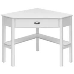 Costway Triangle Computer Desk Corner Office Desk Laptop Table W/ Drawer Shelves Rustic White -Costway GUEST 575d1f3c 3610 409a bee9 57feaec4290d