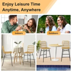 Costway Set Of 2 Rattan Bar Stools Counter Height Dining Chairs With Metal Legs Natural -Costway GUEST 575f65b2 039d 4690 b73e 76b834646bea