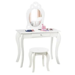 Costway Kids Vanity Set Princess Makeup Dressing Play Table Set W/Mirror -Costway GUEST 5766641d 3a49 43fc b65e 098227fae6bb