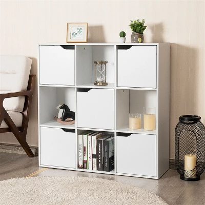 Costway 9 Cube Bookcase Cabinet Wood Bookcase Storage Shelves Room Divider Organization 4 Costway 9 Cube Bookcase Cabinet Wood Bookcase Storage Shelves Room Divider Organization - Image 2
