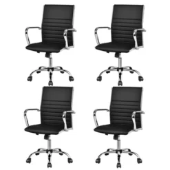 Costway Set Of 4 PU Leather Office Chair High Back Conference Task Chair W/Armrests -Costway GUEST 57a66194 1f6e 4012 90e2 1fd9b4f22baa
