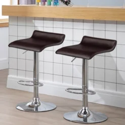 Costway Set Of 2 Swivel Bar Stool PU Leather Adjustable Kitchen Counter Bar Chair Coffee -Costway GUEST 57b46365 8f32 45a4 97e4 ed1a584f6fb7