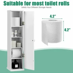 Costway Toilet Tissue Storage Tower Bathroom Storage Floor Cabinet W/ 4 Shelves -Costway GUEST 57eb30f1 da6f 43da 9495 b0f82d7a39b3