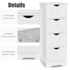 Costway White Floor Storage Cabinet Bathroom Organizer Free Standing 4 Drawers -Costway GUEST 57f43d34 2e66 4bcf ba7a c1d6a32093af
