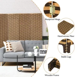 Costway 4 Panel Fiber Privacy Partition Screen Folding Room Divider Weave 6FT Tall -Costway GUEST 57f7e6da 32f1 4029 a179 cd9083916d98