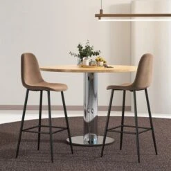 Costway Set Of 2 Bar Stools 29.5'' Velvet Upholstered High Back Bar Chairs Kitchen Brown/Grey 12 Costway Set Of 2 Bar Stools 29.5'' Velvet Upholstered High Back Bar Chairs Kitchen Brown/Grey -Costway GUEST 584e76e6 0279 47ec 8254 5f5932e6826c