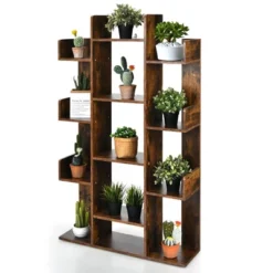 Costway Bookshelf Tree-Shaped Bookcase W/13 Storage Shelf Rustic Industrial Style -Costway GUEST 587a0a8b 8dbb 417a abc3 185cffb37f1c