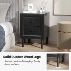 Costway Nightstand End Bedside Coffee Table Wooden Leg Storage Drawers BlackGrey 15 Costway Nightstand End Bedside Coffee Table Wooden Leg Storage Drawers BlackGrey -Costway GUEST 58d72fc0 319b 4972 a662 a9eef1f4559e