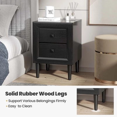 Costway Nightstand End Bedside Coffee Table Wooden Leg Storage Drawers BlackGrey 8 Costway Nightstand End Bedside Coffee Table Wooden Leg Storage Drawers BlackGrey - Image 6