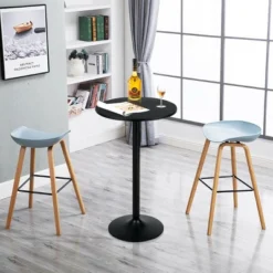 Costway Set Of 2 Round Pub Table 24" Bistro Bar Height Cocktail Table W/Metal Base Black -Costway GUEST 58e71fb9 d9c1 4109 9ea6 cf68494c51ab