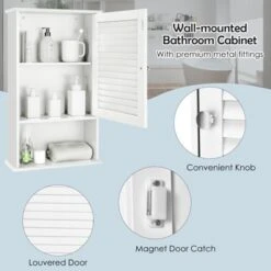 Costway Wall Cabinet Hanging Bathroom Storage Cabinet 27.5'' Height Adjustable -Costway GUEST 5908b376 4208 4599 b43b 9e17c9b71967