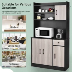 Costway 4-Door 71'' Kitchen Buffet Pantry Storage Cabinet W/Hutch Adjustable Shelf WhiteBlack 16 Costway 4-Door 71'' Kitchen Buffet Pantry Storage Cabinet W/Hutch Adjustable Shelf WhiteBlack -Costway GUEST 5977a76b 06aa 4e7c 8714 72e8e176eaa7
