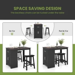 Costway 3 Pieces Bar Table Set Pub Dining Table With Saddle Stools & Storage Cabinet Black 10 Costway 3 Pieces Bar Table Set Pub Dining Table With Saddle Stools & Storage Cabinet Black -Costway GUEST 59e059c5 2cd3 4c34 b555 b5d7e62675a6