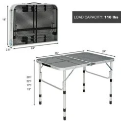Costway Folding Grill Table For Camping Lightweight Aluminum Metal Grill Stand Table