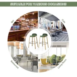 Costway Modern Set Of 4 Barstools 30inch Pub Chairs W/Low Back & Metal Legs Green 14 Costway Modern Set Of 4 Barstools 30inch Pub Chairs W/Low Back & Metal Legs Green -Costway GUEST 5a3cacc8 76a9 47ab b3e7 18be8792304d