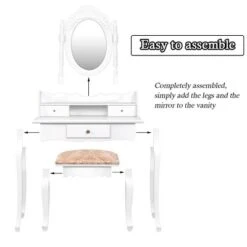 Costway Vanity Table Jewelry Makeup Desk Bench Dresser Stool White -Costway GUEST 5a437286 0181 4a25 9bdd 3381ec1dcbc4