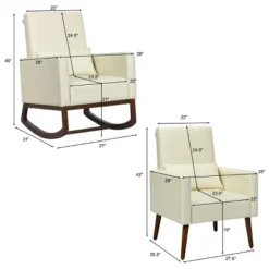 2-in-1 Fabric Upholstered Rocking Chair Nursery Armchair With Pillow Beige -Costway GUEST 5a443588 077b 4f3d b49c d578a9956736