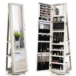 Costway 360degree Rotatable Jewelry Cabinet 2-in-1 Lockable Mirrored Organizer -Costway GUEST 5a4d681b 2347 4a9b a5f9 de8104c6e7e9