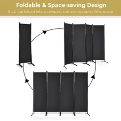 Costway 4-Panel 5.6ft Room Divider Folding Fabric Privacy Screen W/Steel Frame WhiteBlackBrown -Costway GUEST 5a6643f7 fff8 407a 806b 10a4609b8967