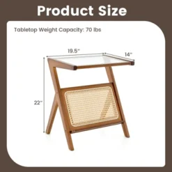 Costway Rattan Side Table Bamboo Accent Bedside Table With Tempered Glass Top Walnut/Natural 15 Costway Rattan Side Table Bamboo Accent Bedside Table With Tempered Glass Top Walnut/Natural -Costway GUEST 5a97861f 393c 40dd bc72 07127995e83c