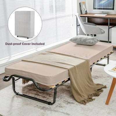 Costway Folding Bed W/Memory Foam Mattress Dust-Proof Bag Rollaway Metal Bed Sleeper Made In Italy 4 Costway Folding Bed W/Memory Foam Mattress Dust-Proof Bag Rollaway Metal Bed Sleeper Made In Italy - Image 2