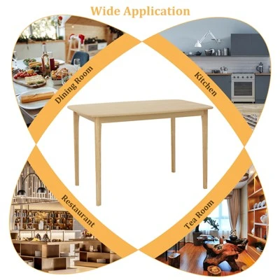 Costway 48'' Wooden Dining Table Rectangular Farmhouse Kitchen With Solid Rubber Wood Legs 10 Costway 48'' Wooden Dining Table Rectangular Farmhouse Kitchen With Solid Rubber Wood Legs - Image 8