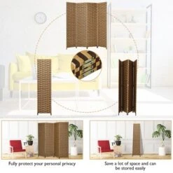 Costway 4 Panel Fiber Privacy Partition Screen Folding Room Divider Weave 6FT Tall -Costway GUEST 5b2cd1b7 f132 4923 9dc3 48976ce21198