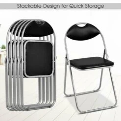 Costway 6 PCS U Shape Folding Chairs Furniture Home Outdoor Picnic Portable Black -Costway GUEST 5b313b0f cd84 43ad 9741 41040a2af713