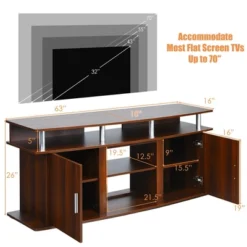 Costway 63'' TV Stand Entertainment Console Center W/ 2 Cabinets Up To 70'' BlackWalnut -Costway GUEST 5b6a2547 9d16 41ee bf7b 092c40d83a17