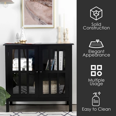 Costway Storage Buffet Cabinet Glass Door Sideboard Console Table Server 8 Costway Storage Buffet Cabinet Glass Door Sideboard Console Table Server - Image 6