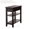 Costway 3Tier Nightstand Bedside Table Sofa Side End Table W/Double Shelves Drawer Brown