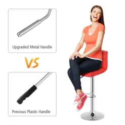 Costway Set Of 2 Bar Stools Adjustable Swivel Kitchen Counter Bar Chair PU Leather Red Full Back -Costway GUEST 5bccc6a2 2335 4699 b66d 340d590571c7