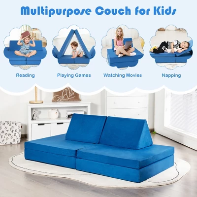 Costway 4-Piece Convertible Kids Couch Or 2 Chairs Toddler To Teen Sofa And Play Set 7 Costway 4-Piece Convertible Kids Couch Or 2 Chairs Toddler To Teen Sofa And Play Set - Image 5