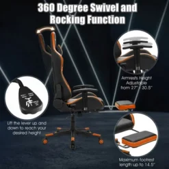 Costway Massage Gaming Chair Reclining Racing Chair With Lumbar Support &Footrest Orange -Costway GUEST 5c4eb9aa 7317 4e7c a5ae 6810ddea46e6