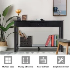 Costway Console Table With Drawer Shelf 2 Tier Sofa Side Accent Table Black -Costway GUEST 5c516362 c4d0 42ca bcf7 a3e4a48bf7f0