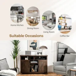 Costway Buffet Storage Cabinet Farmhouse Sideboard W/9-Bottle Wine Rack & 2 Doors 17 Costway Buffet Storage Cabinet Farmhouse Sideboard W/9-Bottle Wine Rack & 2 Doors -Costway GUEST 5c5d69a0 6250 470d ae0c 795c7215eb25