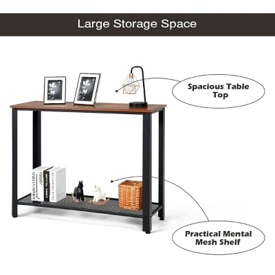 Costway Console Sofa Table W/ Storage Shelf Metal Frame Wood Look Entryway Table SilverBlack 6 Costway Console Sofa Table W/ Storage Shelf Metal Frame Wood Look Entryway Table SilverBlack - Image 4